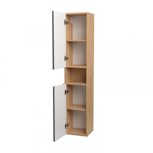 Шкаф пенал ЗОВ Дион 30 DPGD подвесной цвет Графит матовый Дуб медовый