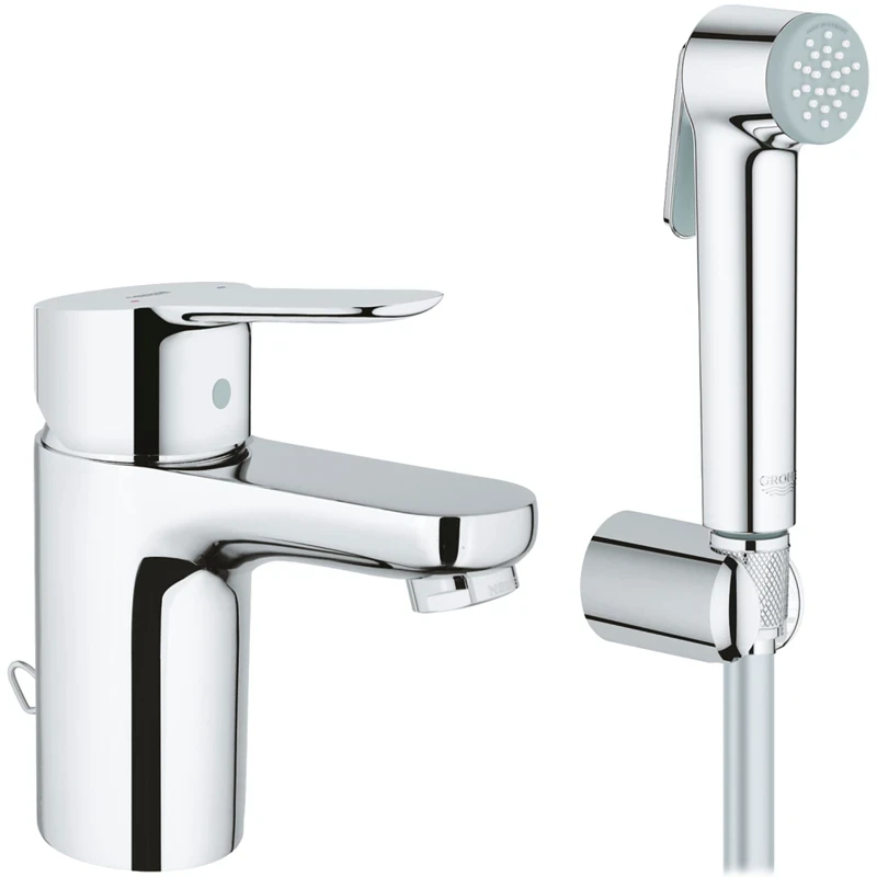 Смеситель для раковины Grohe BauEdge 23757000 с гигиеническим душем