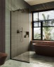 Душевая перегородка Maybah Glass MGD-702-6у 690x1950 в узком профиле Черный стекло бронзовое