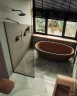 Душевая перегородка Maybah Glass MGD-702-6у 690x1950 в узком профиле Черный стекло бронзовое