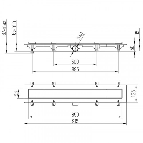 Душевой лоток Paini Line 850 CH850LN с решеткой Хром глянец