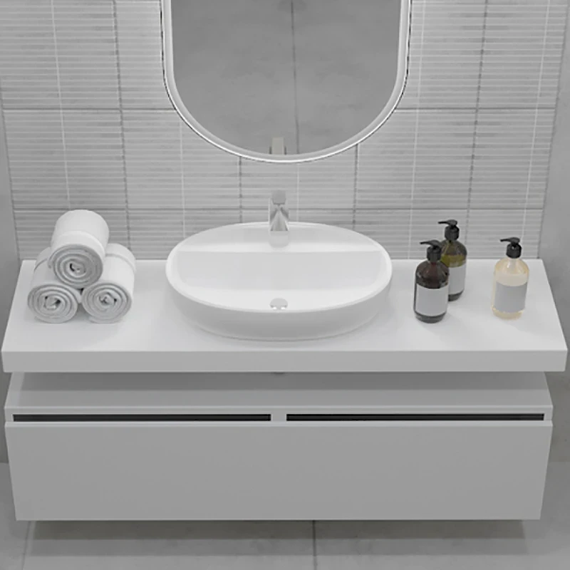 Столешница под раковину Boheme Armadi Art Flat 140 869-140 Белая искусственный камень (литьевой мрамор)
