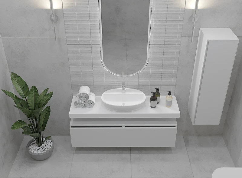 Столешница под раковину Boheme Armadi Art Flat 140 869-140 Белая искусственный камень (литьевой мрамор)