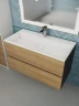 Тумба с раковиной Uperwood Barsa 90 29830205649 подвесная цвет Черный матовый Дуб сонома
