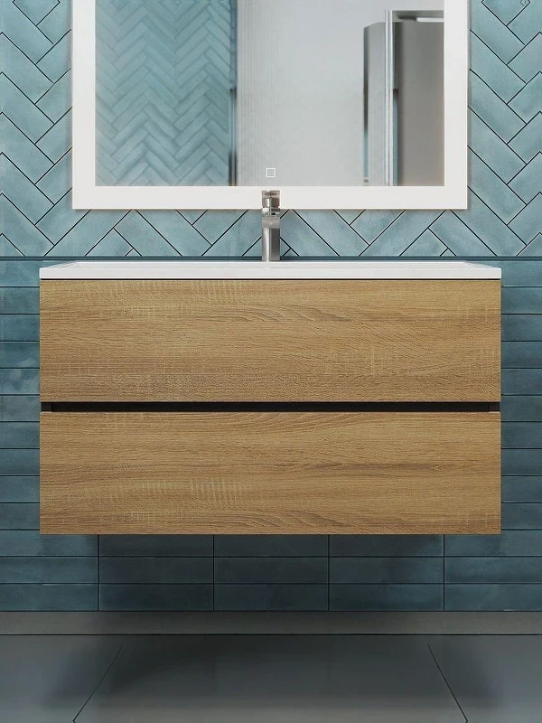 Тумба с раковиной Uperwood Barsa 90 29830205649 подвесная цвет Черный матовый Дуб сонома