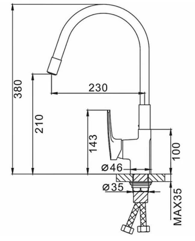 Смеситель для кухни Frap F4453-04 Черный матовый латунь