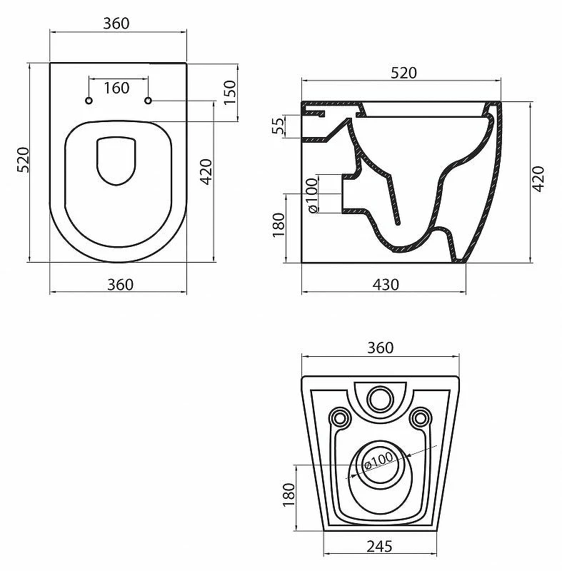 Унитаз BelBagno Marino BB105CBR приставной без сиденья фаянс приставной