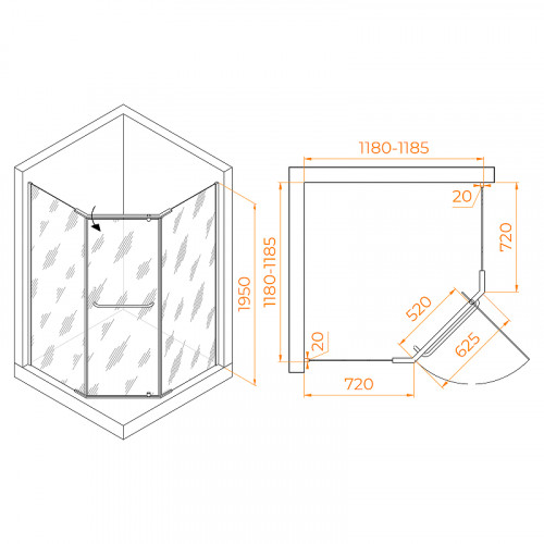 Душевой уголок RGW Passage PA-081 120x120 35088122-11 профиль Хром стекло прозрачное