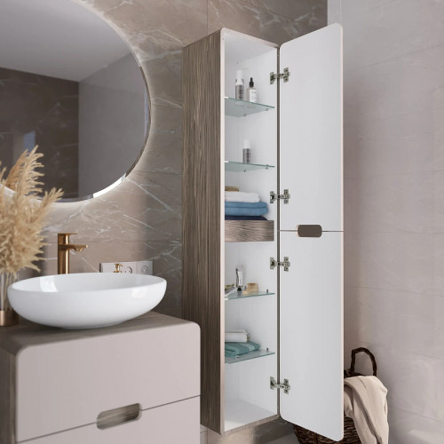 Шкаф пенал 1MarKa Vortex 35П Ц0000033025 подвесной цвет Орех каньон коньяк Латте фактурный