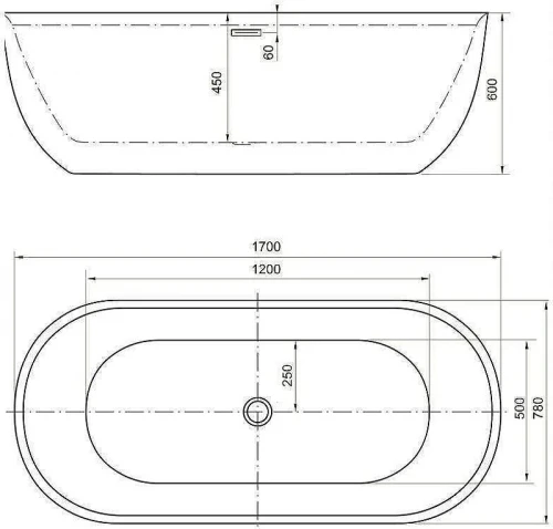 Акриловая ванна Aquanet Delight 170x78 289723 цвет Черный матовый Белый