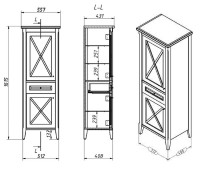Шкаф пенал Creto Vetra 55 R 15-16056NR Орех массив дерева