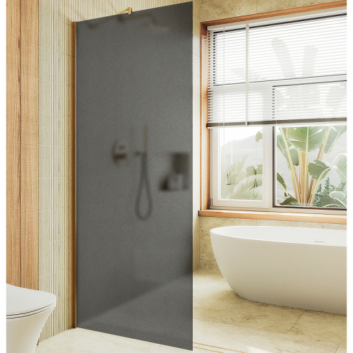 Душевая перегородка Maybah Glass MGD-694-3ш 890x1950 в широком профиле Золото стекло графитовое матовое