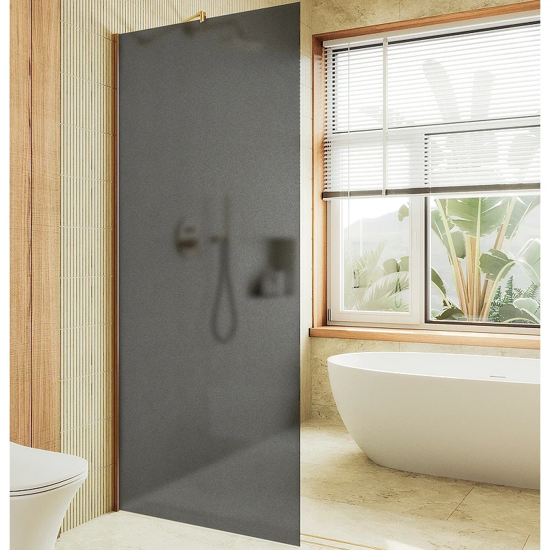 Душевая перегородка Maybah Glass MGD-694-3ш 890x1950 в широком профиле Золото стекло графитовое матовое
