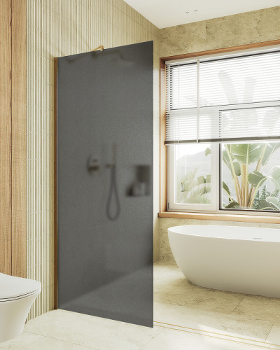 Душевая перегородка Maybah Glass MGD-694-3ш 890x1950 в широком профиле Золото стекло графитовое матовое