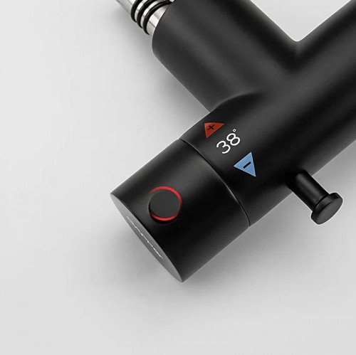 Гигиенический душ со смесителем Gappo G7290-6 с термостатом Черный матовый латунь встраиваемый