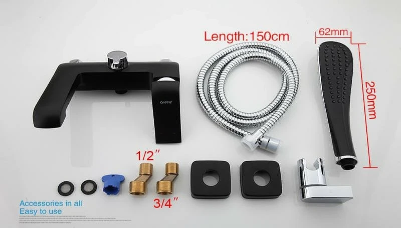 Смеситель для ванны Gappo G50 G3250 Черный матовый латунь на стену