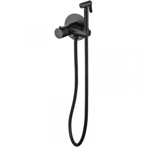 Гигиенический душ со смесителем Allen Brau Thermo rund 5.60001-31 с термостатом Черный матовый латунь на стену