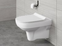 Комплект унитаза с инсталляцией Cersanit City 64075 с сиденьем Микролифт и клавишей смыва Хром матовый фарфор подвесной