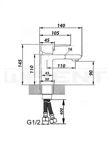 Смеситель для раковины Wisent W10112 цвет Хром