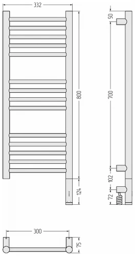 Электрический полотенцесушитель Сунержа Богема 3.1 прямая 80x30 31-6005-8030 цвет Матовый чёрный