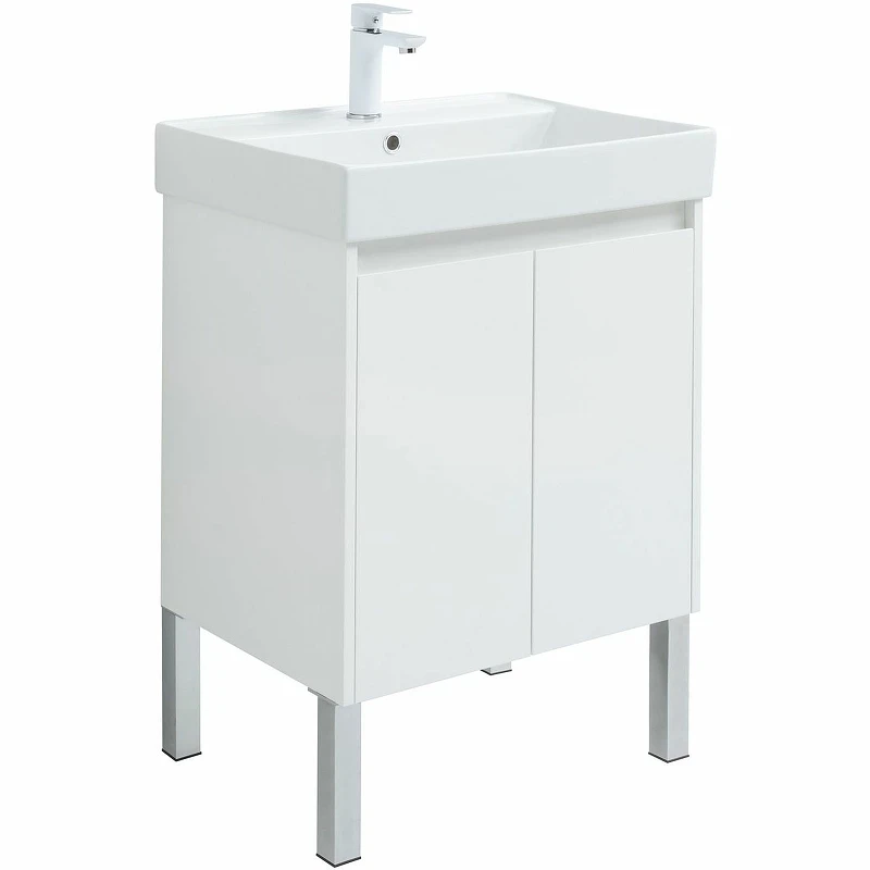 Тумба под раковину Aquanet Nova Lite 60 298847 подвесная Белая глянцевая МДФ / ЛДСП