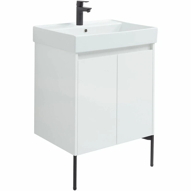 Тумба под раковину Aquanet Nova Lite 60 298847 подвесная Белая глянцевая МДФ / ЛДСП