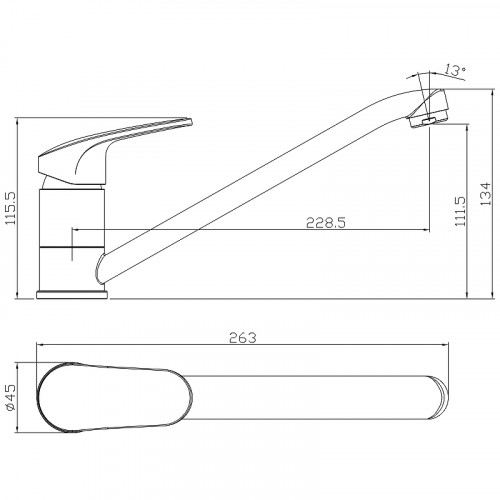 Смеситель для кухни Rossinka RS45-21 Хром