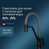Смеситель для кухни AM.PM Like F8007825 Черный матовый Серый латунь