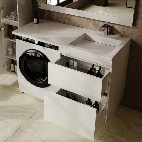 Тумба под раковину Style Line Даллас Леон 120 Люкс Plus СС-00002440 подвесная Белая МДФ / ЛДСП