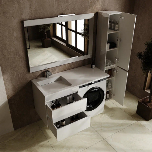 Тумба под раковину Style Line Даллас Леон 120 Люкс Plus СС-00002440 подвесная Белая МДФ / ЛДСП