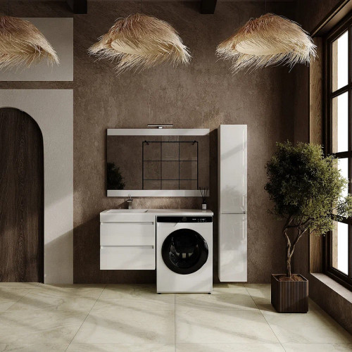 Тумба под раковину Style Line Даллас Леон 120 Люкс Plus СС-00002440 подвесная Белая МДФ / ЛДСП