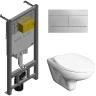 Комплект унитаза Roca Mateo 346200000+ZRU9302815 с сиденьем и инсталляцией Jacob Delafon E29025-NF+E4316-CP с клавишей смыва Хром
