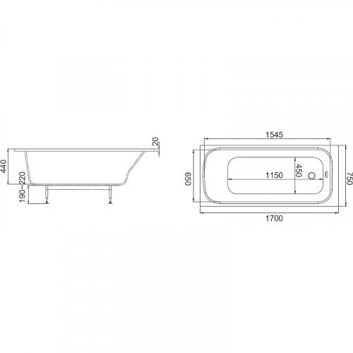 Ванна из искусственного камня Jacob Delafon Elite 170x75 E6D362RU-00 без гидромассажа