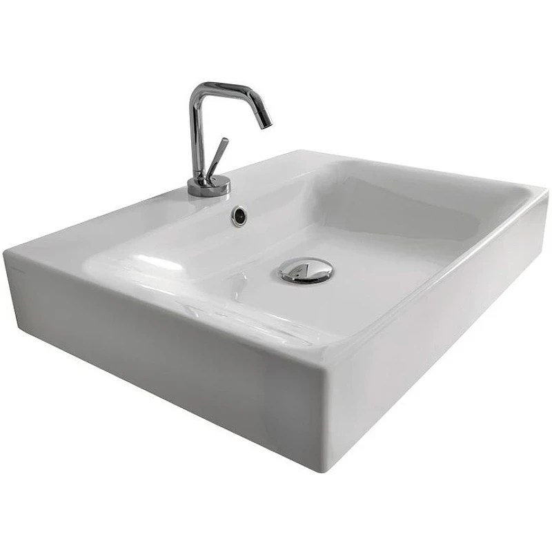 Раковина Kerasan Cento 50 353001*1 Белая фарфор подвесная, накладная