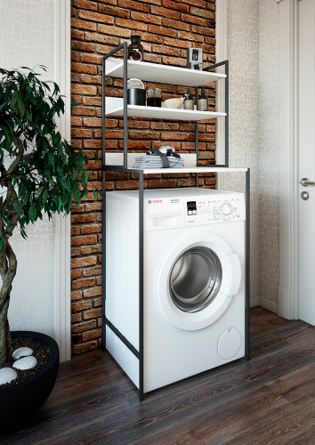 Стеллаж Sanflor 64 82613188 над стиральной машиной Черный муар Белый муар МДФ / ЛДСП