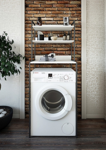 Стеллаж Sanflor 64 82613188 над стиральной машиной Черный муар Белый муар МДФ / ЛДСП