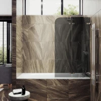 Шторка для ванны Maybah Glass MGV-576-4 515х1400 складная 2 секции Хром глянцевый стекло графитовое
