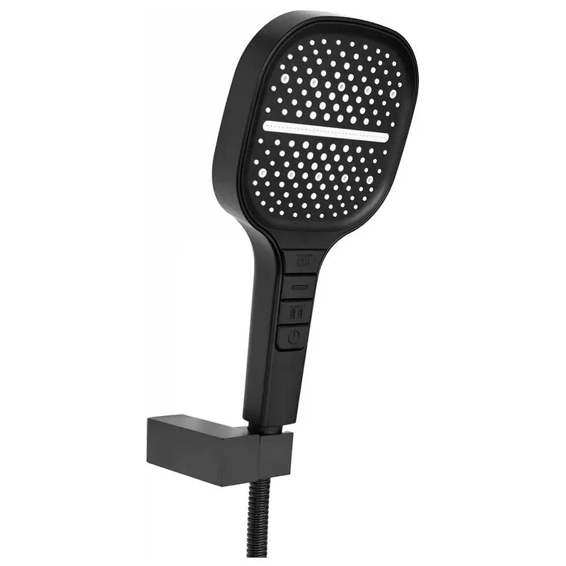 Душевая система Hansberge Cubito H6077BL с термостатом цвет Черный матовый