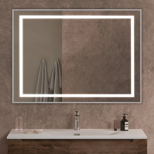 Зеркало BelBagno Kraft 100 SPC-KRAFT-1000-800-SENS-AL с подсветкой Сатин с сенсорным выключателем стекло