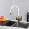Смеситель для кухни Gappo G4395-63 цвет Золотой сатин Белый