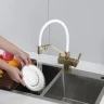 Смеситель для кухни Gappo G4395-63 цвет Золотой сатин Белый