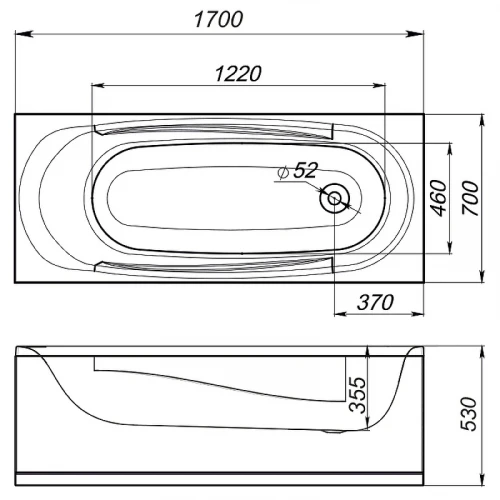 Акриловая ванна Melodia della vita Standard Middle 170х70 MBHR01117070 без гидромассажа