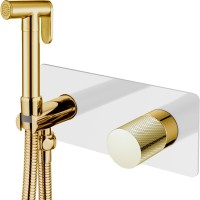 Гигиенический душ со смесителем Boheme Stick 127-WG.2 Белый Золото латунь на стену
