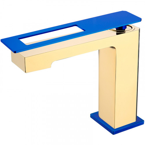 Смеситель для раковины Boheme Q 141-GUW Золото Синий латунь