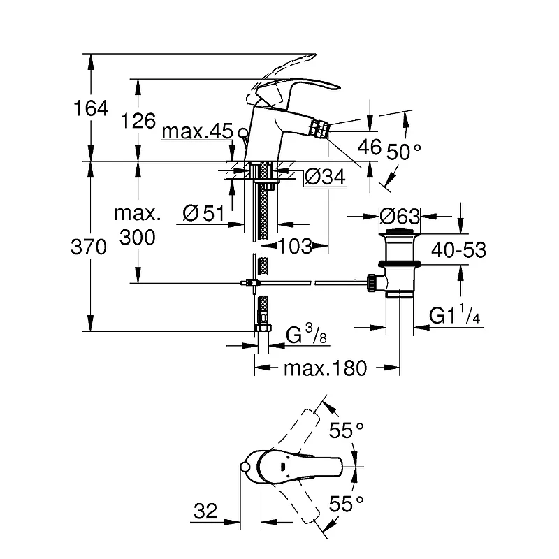 Смеситель для биде Grohe Eurosmart 32929002 Хром латунь