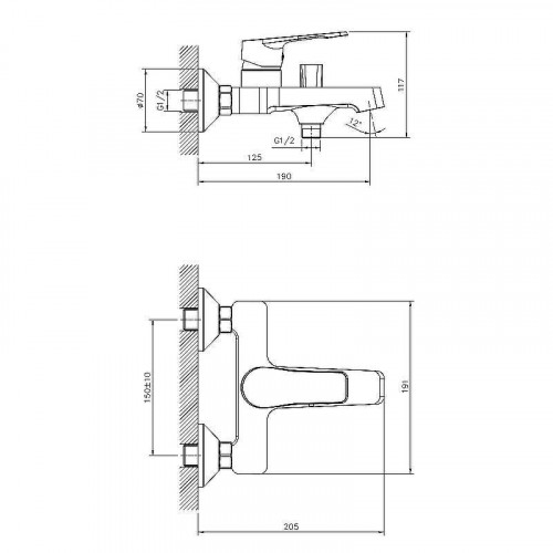 Смеситель для ванны Decoroom DR23036 Хром