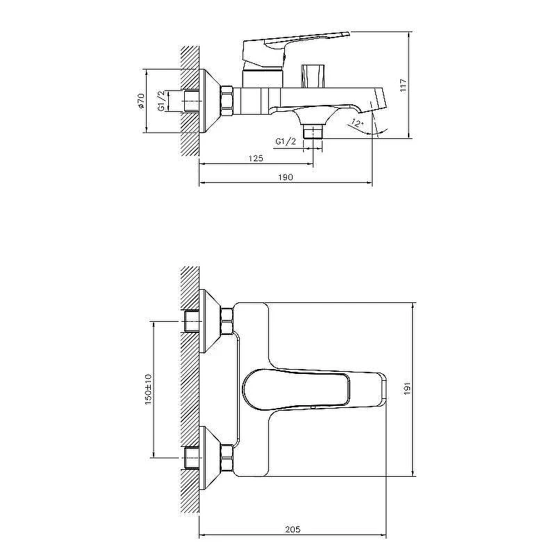 Смеситель для ванны Decoroom DR23036 Хром