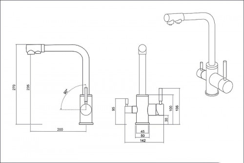 Смеситель для кухни Emar PVD ECB - 3003N PVD цвет Coppery