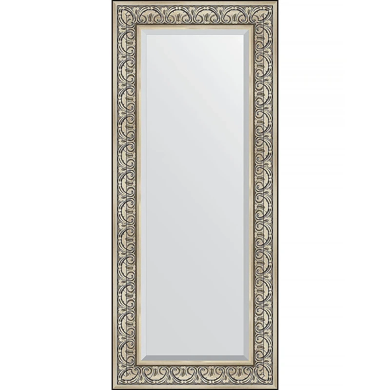 Зеркало Evoform Exclusive 140х60 BY 3528 с фацетом в багетной раме - Барокко серебро 106 мм стекло