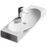 Раковина CeramaLux 80 STR4282B Белая фаянс подвесная, накладная